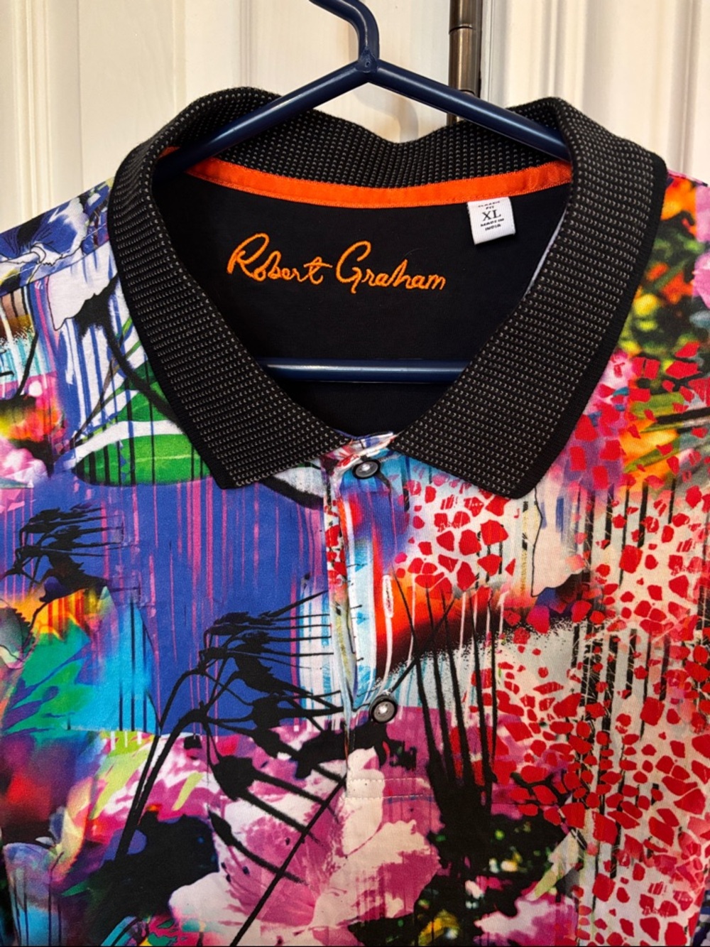 Robert Graham Men’s Multicolor Floral & Abstract Polo - Bright Mix - Picture 3 of 7